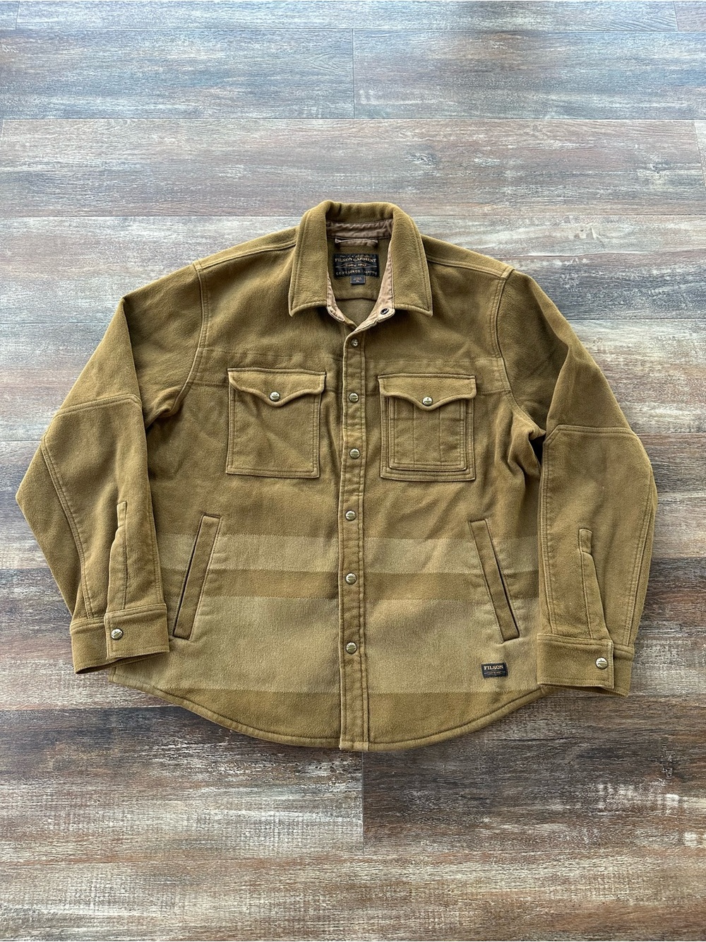 Filson Beartooth Jac-Shirt in Marsh Olive Blanket Stripe Men's Size XL